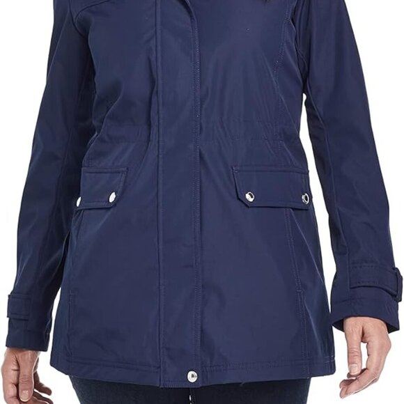 Weatherproof Womens Water Resistant Rain Jacket Detachable Hood Size L - Picture 2 of 6